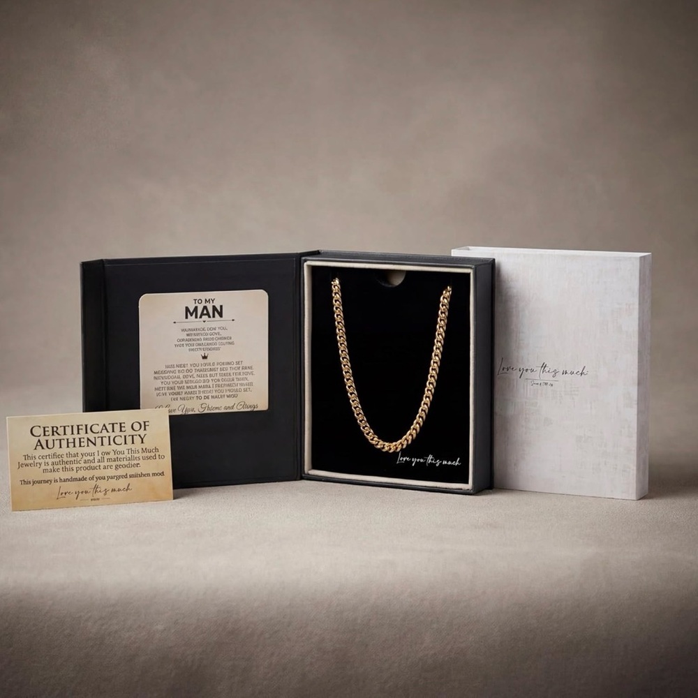 To My Man Steel Cuban Necklace - Meaningful & Romantic Gift,18k gold finish.R14A